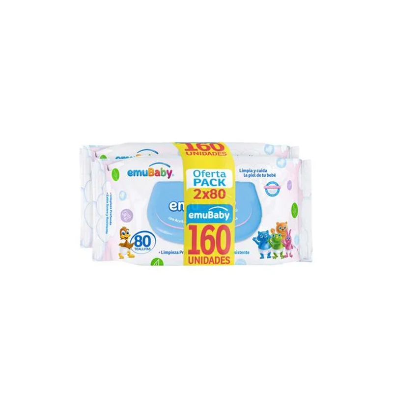 EmuBaby Toallas Húmedas 2 Paquetes de 80u