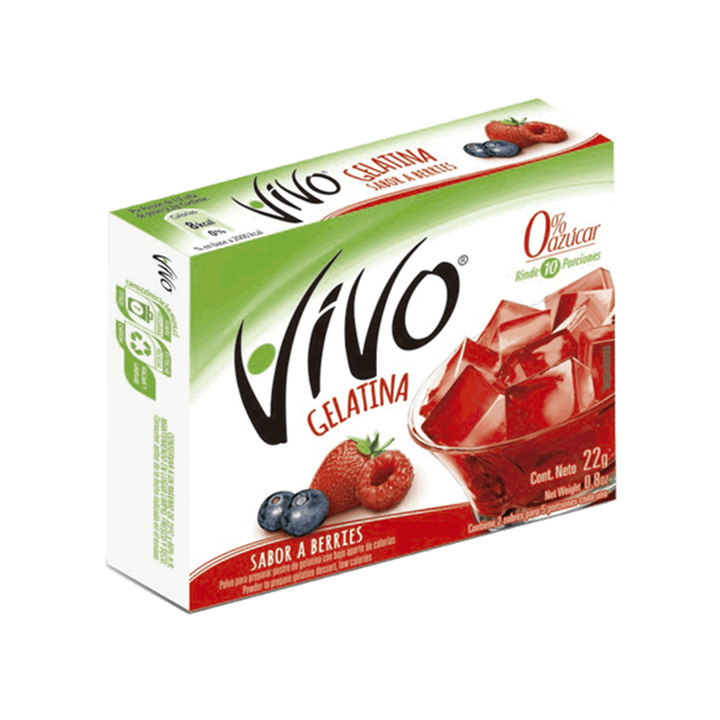 Gelatina sin azúcar Vivo sabor Berries 22g