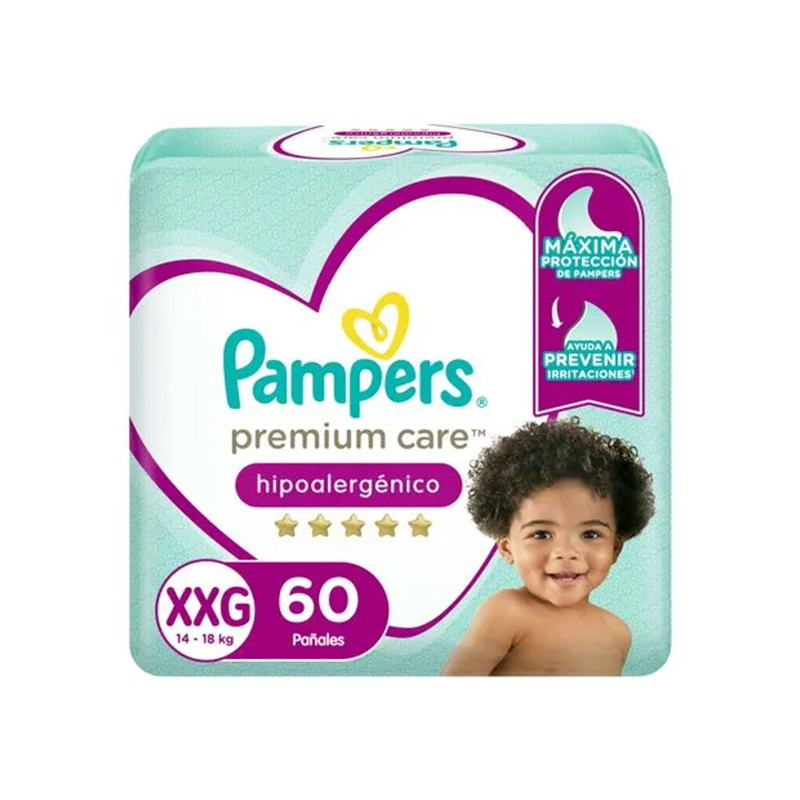 Pampers Pañales Premium Hipoalergénico XXG 60u