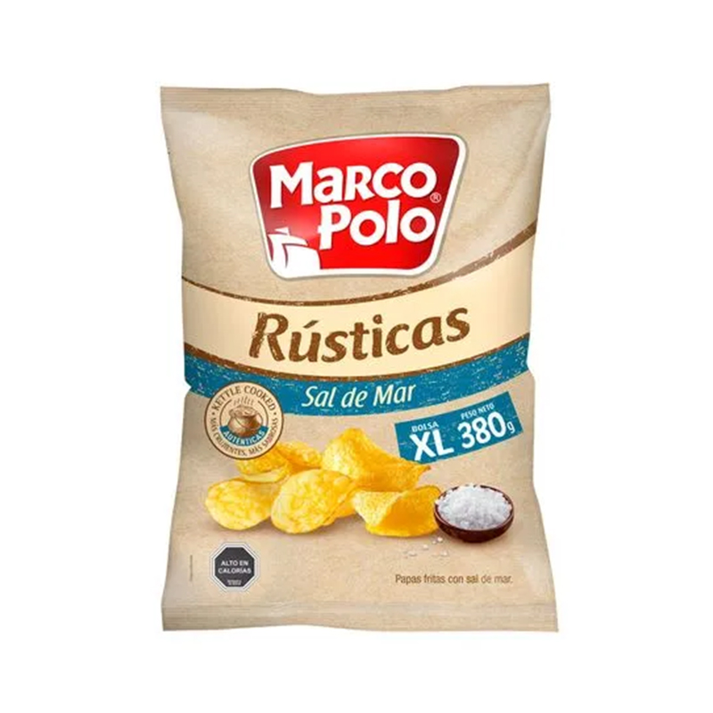 Papas Fritas Marco Rústicas con Sal de Mar bolsa xl 380g
