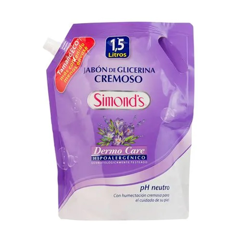 Jabón Líquido Simond's Dermo Cremoso Doypack 1.5L.