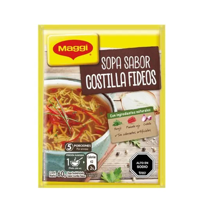 Sopa de Costilla con Fideos Maggi en sobre de 60g