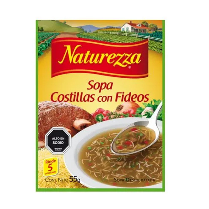 Sopa de Costilla con fideos Naturezza en sobre de 55g