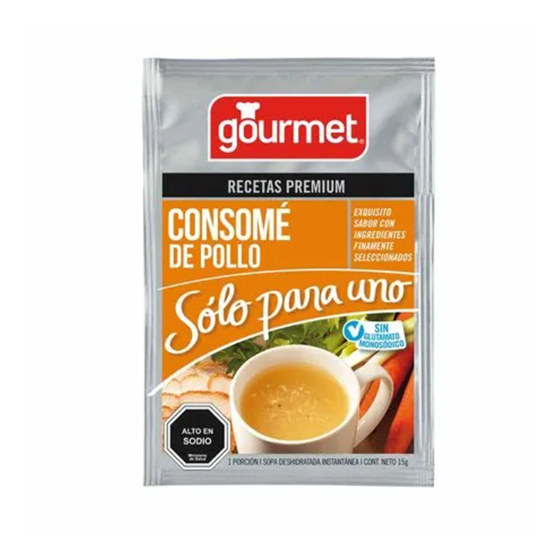 Sopa para uno de Consomé de Pollo en sobre de 15 g