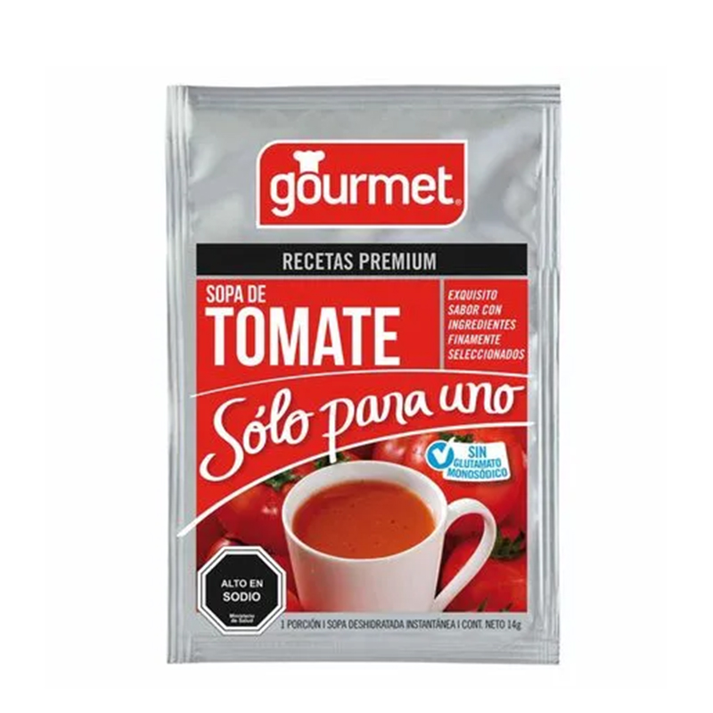 Sopa solo para uno Gourmet de Tomate Albahaca en Sobre de 14g