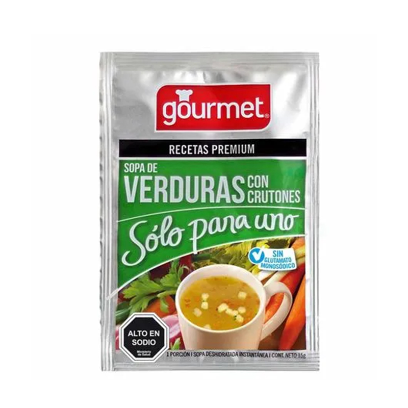 Sopa para solo uno Gourmet de Carne con Crutones en Sobre de 15g