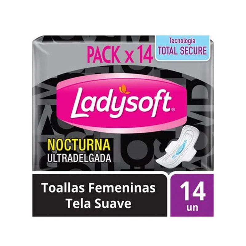 Toallas Higiénicas Ladysoft Ultra Delgada Suave Nocturna 14 u