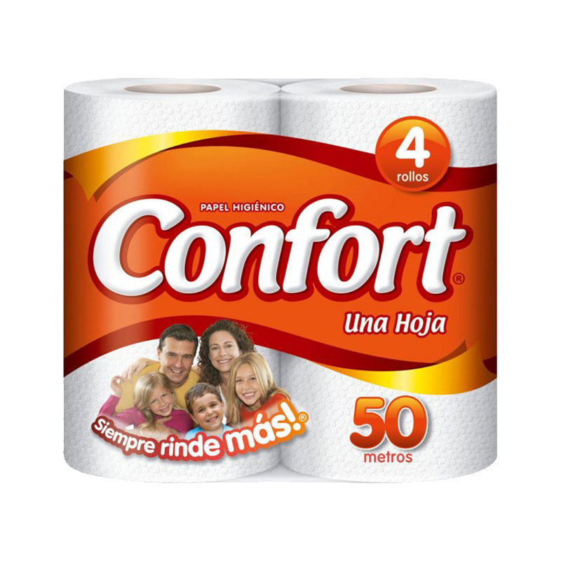 Papel Higiénico Confort 50 mt. 4 unidades.